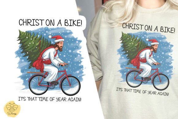 Christ on a Bike Jesus Joke Xmas PNG
