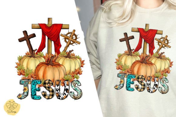 Fall Jesus Autumn Vibes PNG for T-Shirt Designs