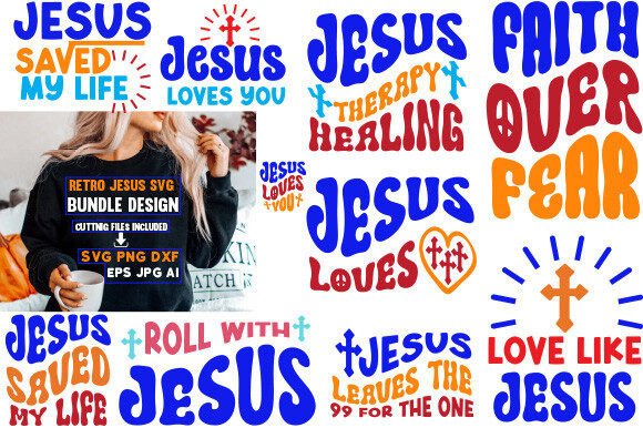 Jesus Retro Svg Bundle: Freebies with Vintage Vibes